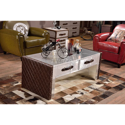 Промышленный стиль Двойной ящик Гостиная Кофейный стол Шкаф Сигарный бар Алюминиевая нить Персонализированная мебель